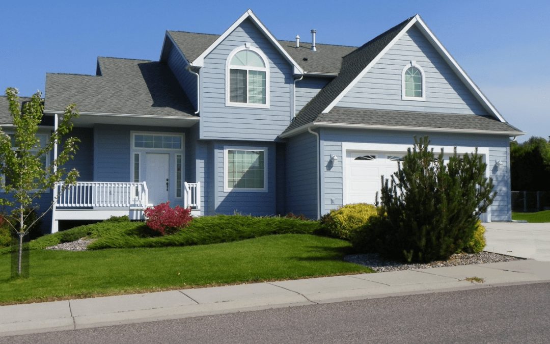 family home with blue siding